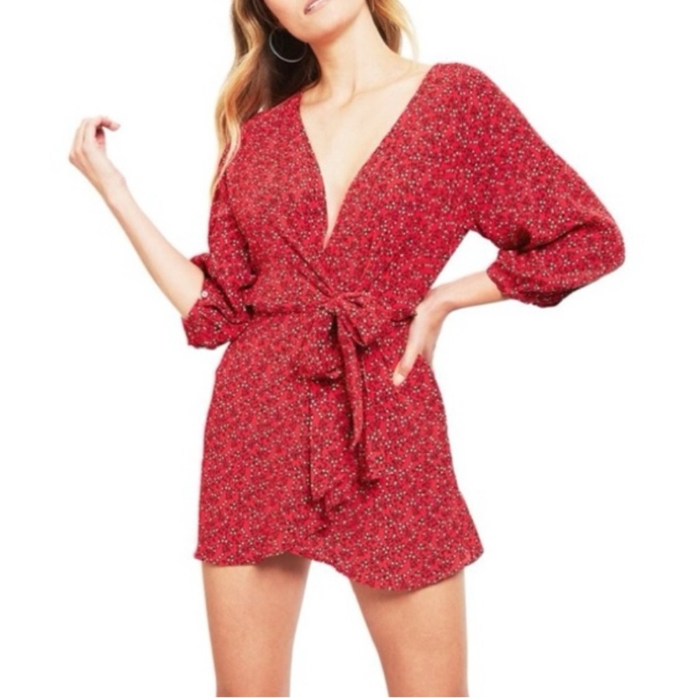 Free People Clara tunic dress red floral